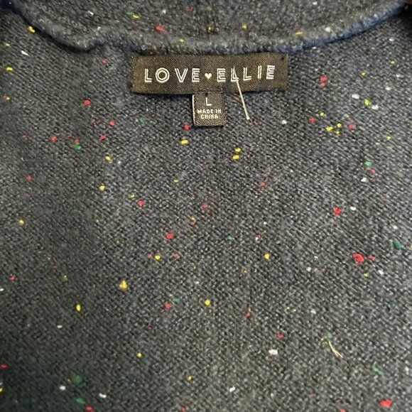 Love Ellie Long Open Cardigan Blue Black Confetti Two Pockets NWOT Size Large - Picture 6 of 11